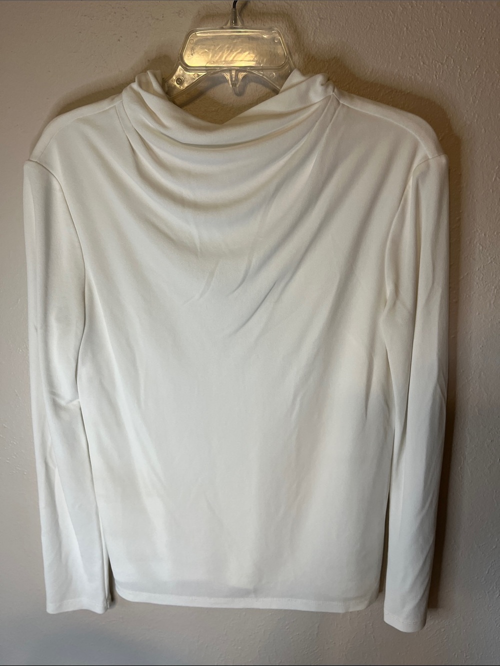 Women's White Long-Sleeve Drape Neck Sweater